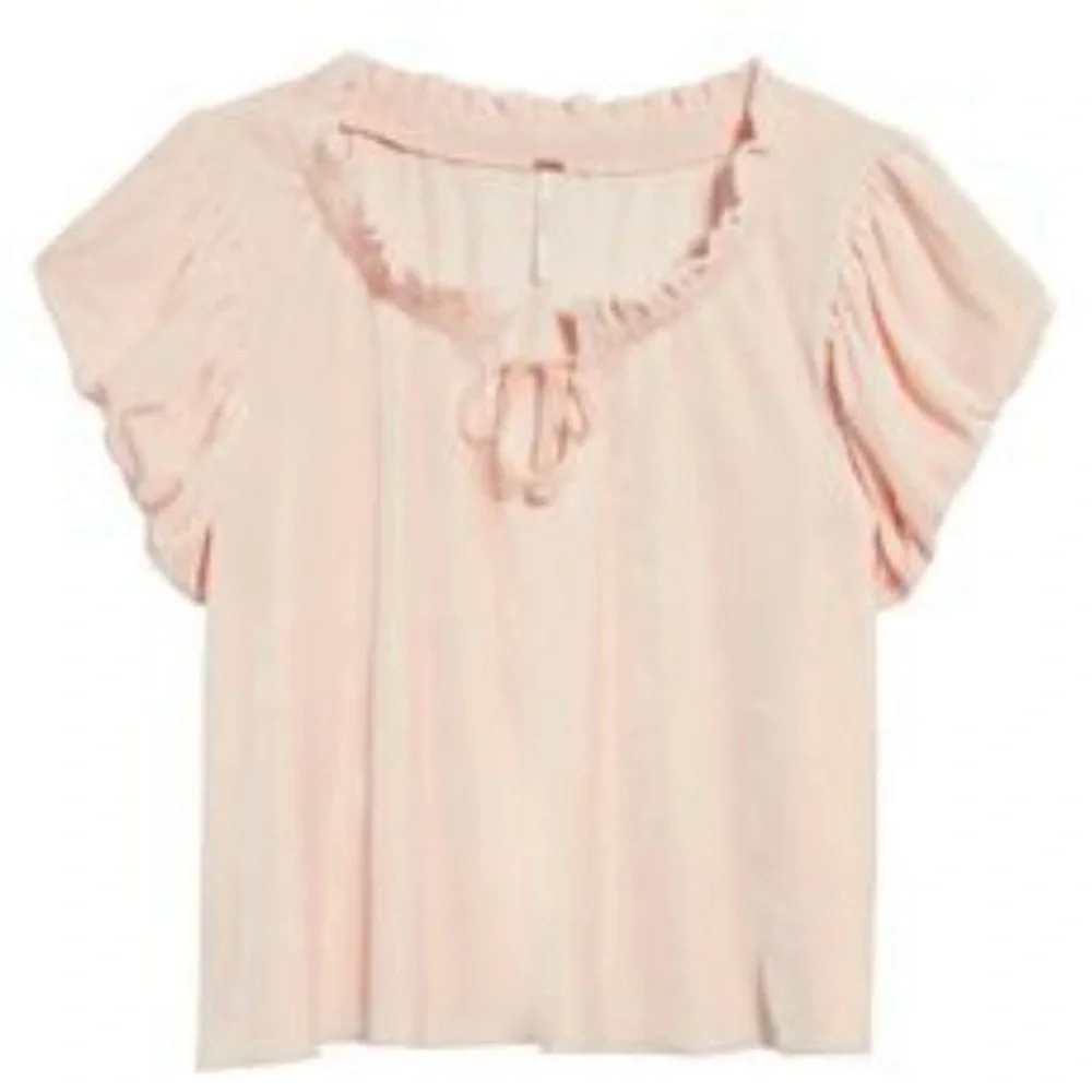 Free People | Therese Pink Velour Top | S